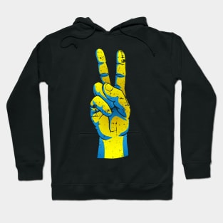Peace for Ukraine Ukrainian Hand Peace Sign Distressed Art Hoodie